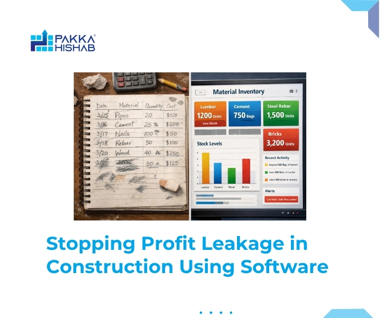 PakkaHishab construction software dashboard for project management in Bangladesh